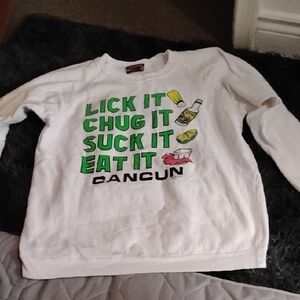 Men's White Vintage Cancun Mexico Tequila Funny Islander Sweatshirt